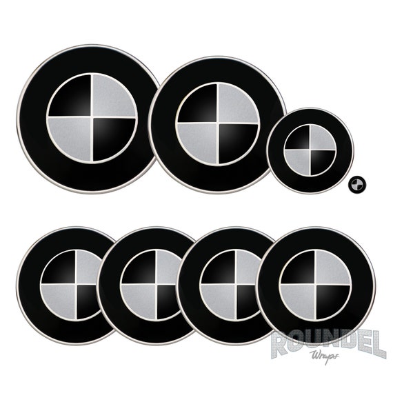 Silver Black Wrap Stickers for BMW Badge All Models Overlays