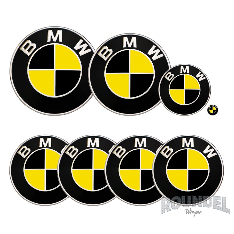 For BMW Badge Yellow & Black Decals Vinyl Wrap Sticker Roundel | Etsy