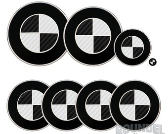 Carbon Fibre White & Black Wrap Stickers for BMW Badge All Models Overlays Decals  Emblems Fiber 