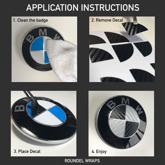 For Bmw Carbon Fibre Black Gold Badge Decals Wrap Stickers Etsy