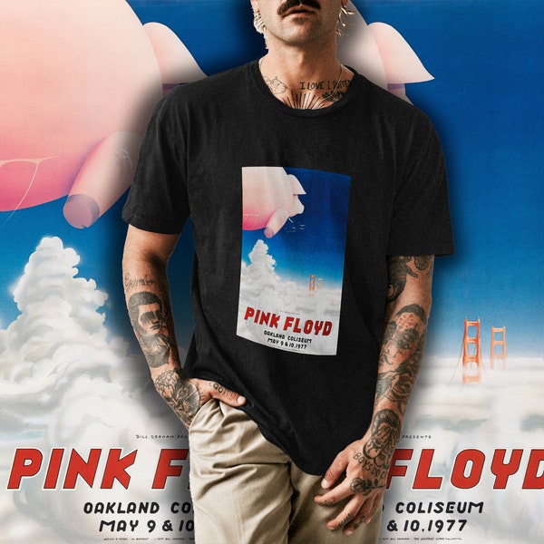 Pink Floyd 1977 Oakland, CA Concert Poster T-shirt  customized t-shirt graphic t-shirt t-shirt roundneck t-shirt leisurewear quality shirt