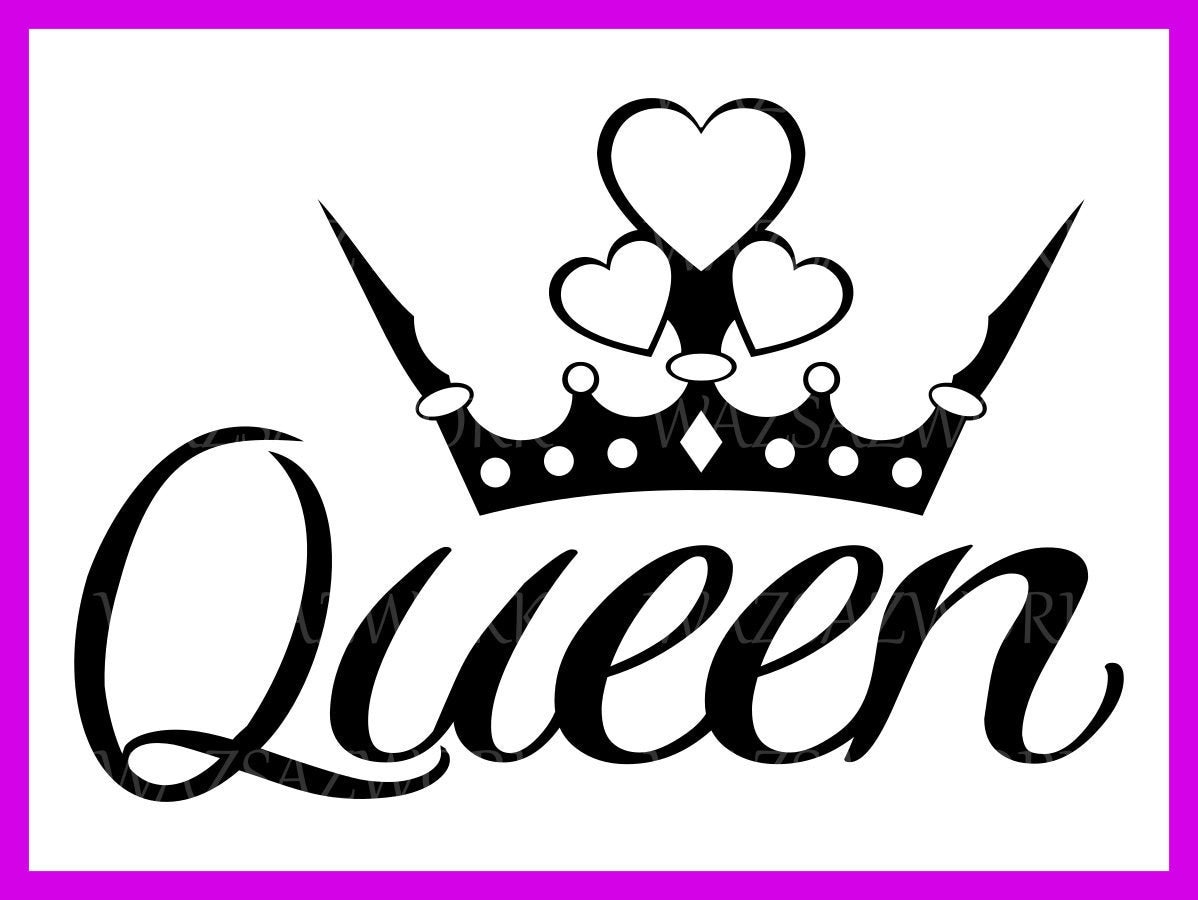 Queen With Heart Crown Svg Cut Engraving File. Laser - Etsy