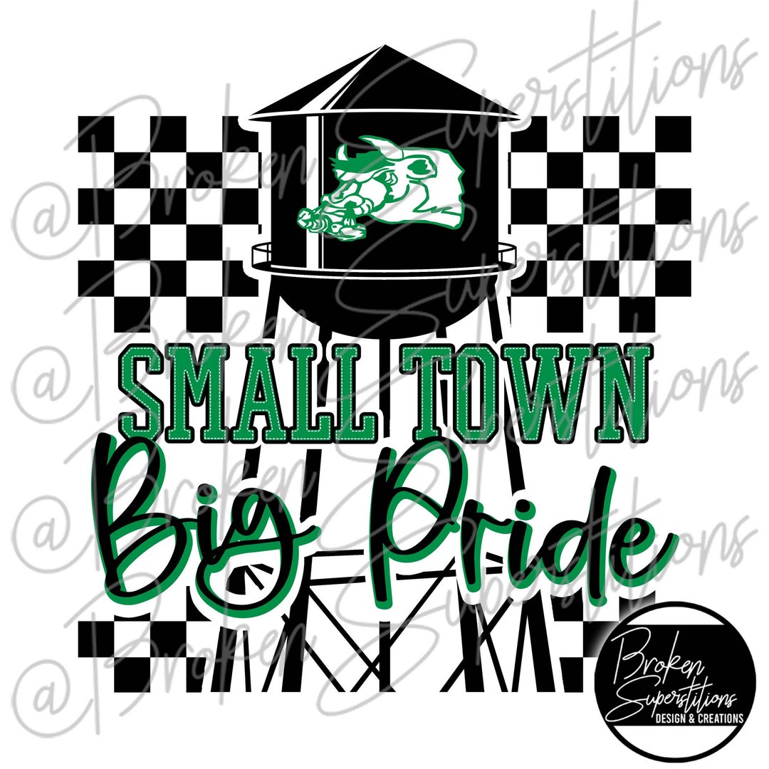 Checkered Retro Small Town Big Pride Falfurrias Jerseys Green and White