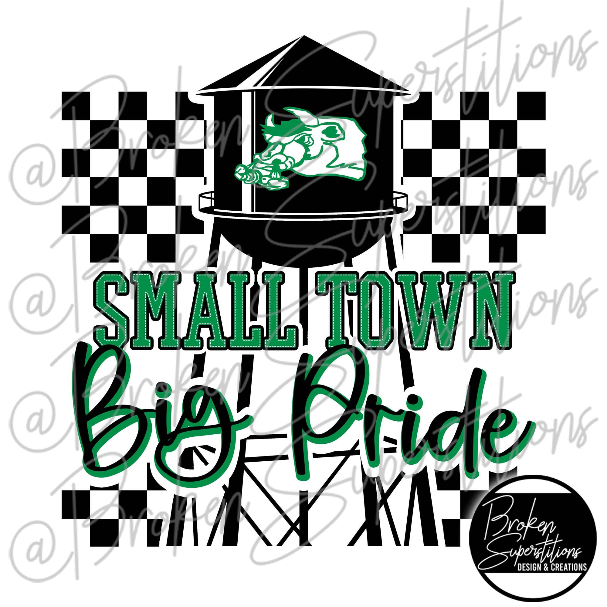 Checkered Retro Small Town Big Pride Falfurrias Jerseys Green and White