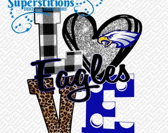 LOVE School Spirit | Eagles Blue & White | DIGITAL Download Only | PNG