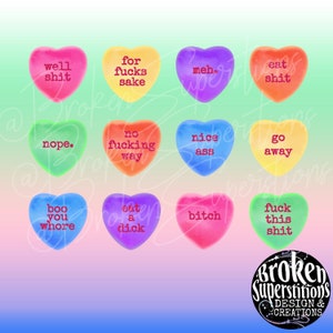 Valentines Day | Bad Candy Heart PNG | Bright, Funny, Crude Humor, Gag Gift