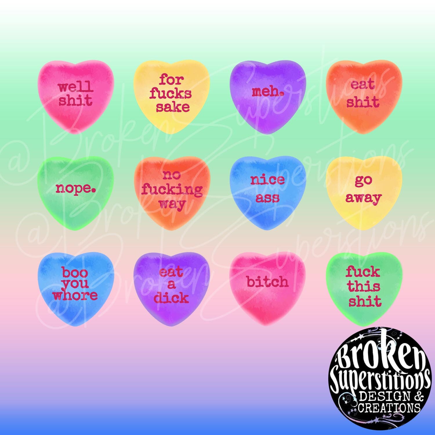 Día de San Valentín / Bad Candy Heart PNG / Brillante Etsy España