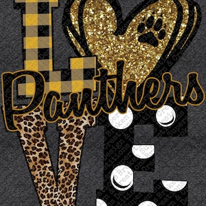 LIEBE Schulgeist | Panther, Schwarz und (Gelb)Gold | Nur digitaler Download | PNG