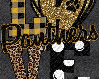 LOVE School Spirit | Panthers, Black and (Yellow) Gold | DIGITAL Download Only | PNG