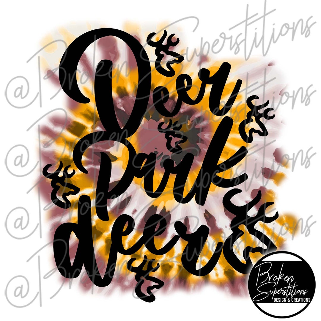 Deer Park Deer Tie Dye Fade Maroon and Gold Yellow Deer School, Spirit