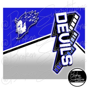 20 oz Straight Tumbler - Blue Devils Lightning  | School, Spirit, Pride PNG