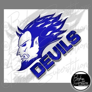 20 oz Straight Tumbler - Blue Devils Shadowed Large Mascot | School, Spirit, Pride PNG