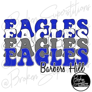 Retro Layered Stacked Echo Words | Barber Hill Eagles | DIGITAL DOWNLOAND PNG File, School, Spirit, Pride