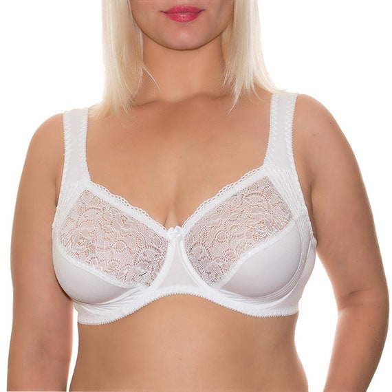 Camille Womens Non Wired Full Cup Soft Lace Bra White