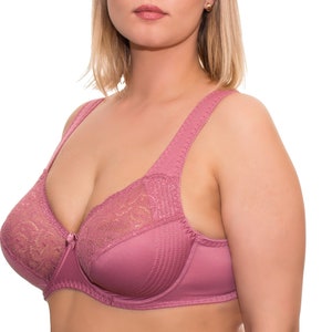 Full Coverage Underwire Bra Comfort Wide Straps Support Panels Plus Size 34-36-38-40-42-44/C-D-E-F-G-H-I-J ( Dusty Rose) image 2