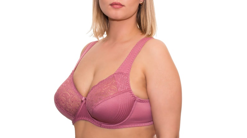 Full Coverage Underwire Bra Comfort Wide Straps Support Panels Plus Size 34-36-38-40-42-44/C-D-E-F-G-H-I-J ( Dusty Rose) image 2