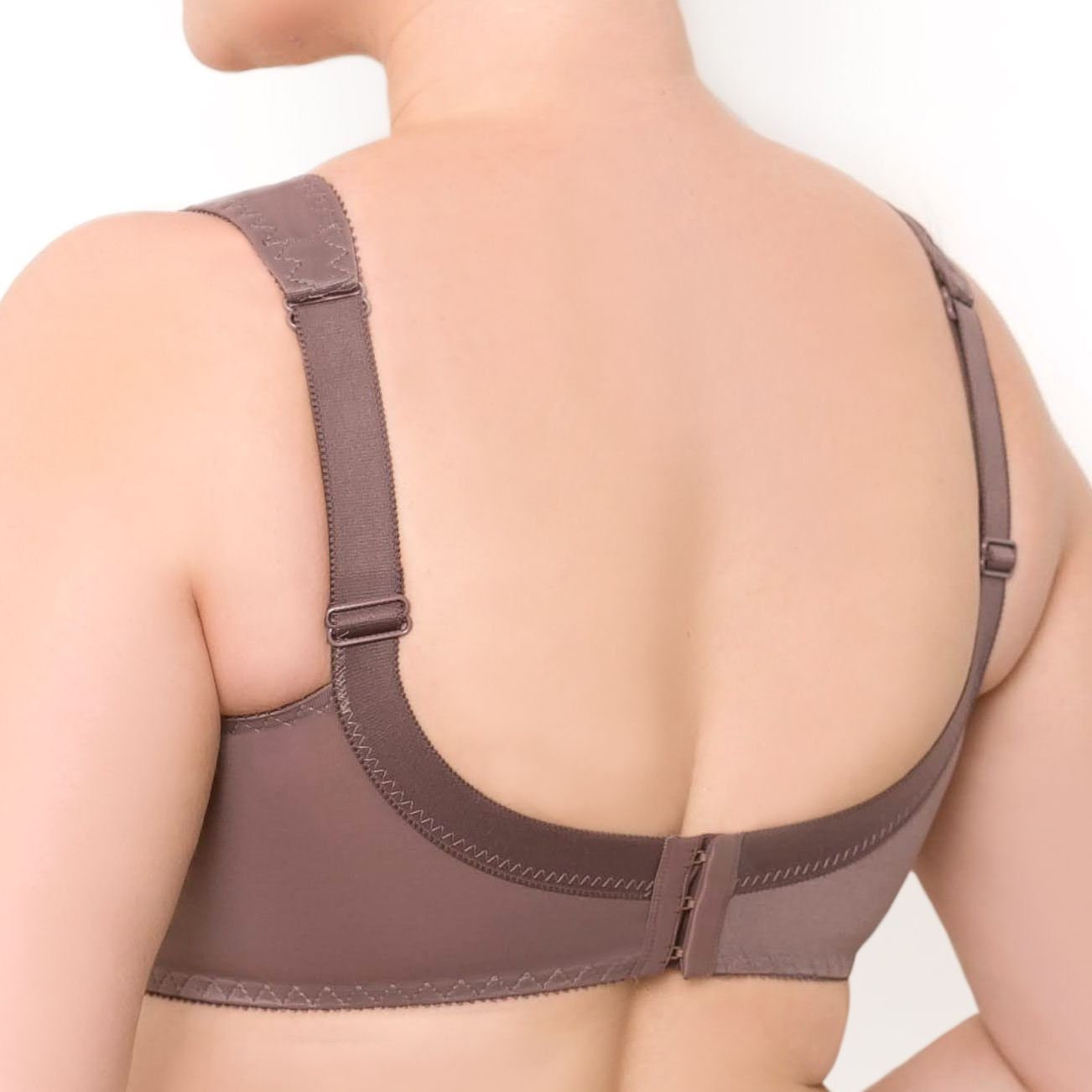 Wide Strap Bra Plus Size Full Coverage Underwire Support Panels 34 36 38 40  42 44 / C D E F G H I J ( 46D, Cocoa) 