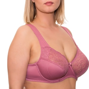 Full Coverage Underwire Bra Comfort Wide Straps Support Panels Plus Size 34-36-38-40-42-44/C-D-E-F-G-H-I-J ( Dusty Rose) image 3