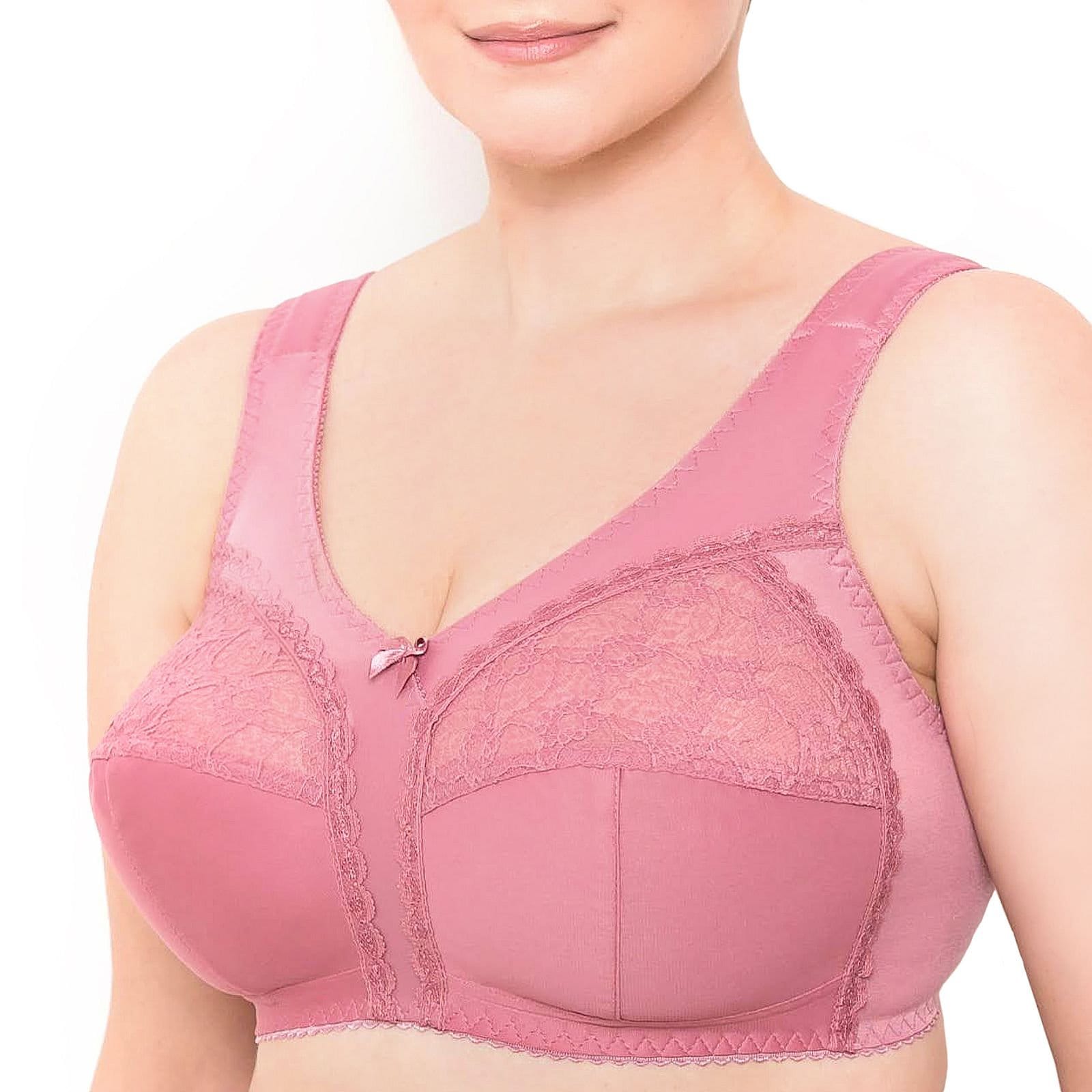 Wireless Plus Size Bra Minimizer Wide Straps Unlined Full Coverage 36 38 40  42 44 46 48 50 52/C D E F G H I J dusty Rose -  Hong Kong