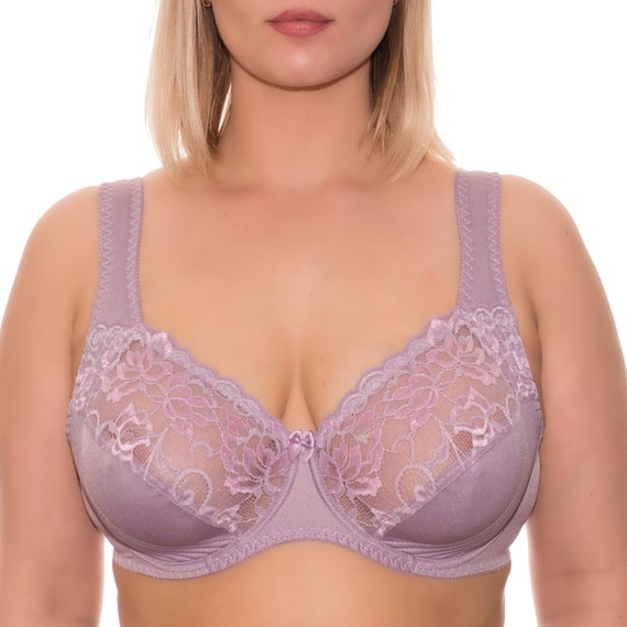 Full Coverage Underwire Bra Comfort Wide Straps Support Panels Plus Size  34-36-38-40-42-44-46-48/C-D-E-F-G-H-I-J Lavender -  Finland