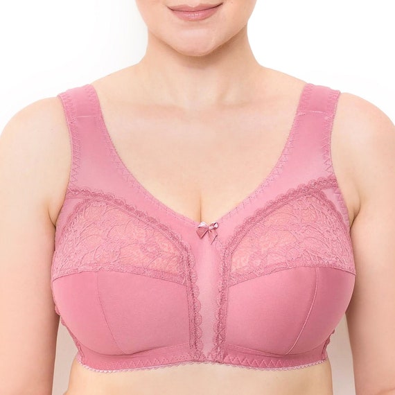 Wireless Plus Size Bra Minimizer Wide Straps Unlined Full Coverage 36 38 40  42 44 46 48 50 52/C D E F G H I J dusty Rose -  Canada