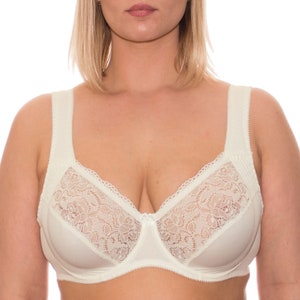 Full Coverage Underwire Bra Comfort Wide Straps Support Panels Plus Size 34- 36-38-40-42-44-46-48/C-D-E-F-G-H-I-J Ivory -  Norway