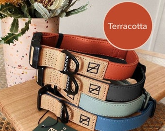 Waterproof Dog Collar - Terracotta - Silicone - Vegan Leather - Dog Collar Boy - Dog Collar Girl - Dog Gift - Herzog Dog Collar