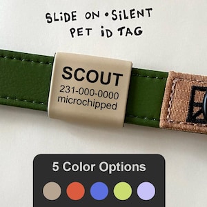 1&quot; Personalized Dog ID Tag Slide On Pet Id Tag Silent Dog Name Tag Engraved Pet Tag Soundless Tag Herzog Dog Collar