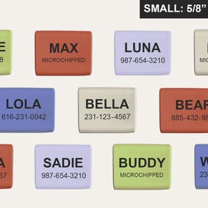 SMALL 5/8&quot; Personalized Dog ID Tag  Slide On Cat Id Tag Silent Dog Name Tag Engraved Pet Tag Soundless Tag Herzog Dog Collar