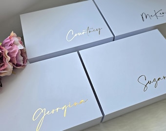 MAGNETIC Large Personalized Bridesmaid Proposal Gift Box, White Black Groomsman Bridesmaid Godparents Empty Gift Box,Custom Bridal Party Box