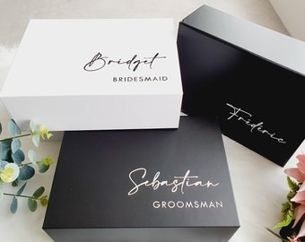 White Black Bridesmaid Personalised Proposal Gift Box Decal Bridal Party Christening Sticker, Bridesmaid Decal, Groomsman Maid of Honour Box