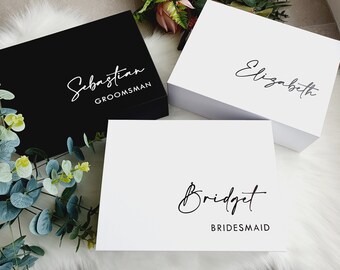 MAGNETIC BLACK WHITE Personalised gift box | Bridal Groomsmen Bridesmaid Godparents | Christening | Bridesmaid Proposal | Maid of Honour box