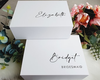 MAGNETIC Large Personalized Bridesmaid Proposal Box, White Black Groomsman Bridesmaid Empty Gift Box,Proposal Bridal Party Wedding Box