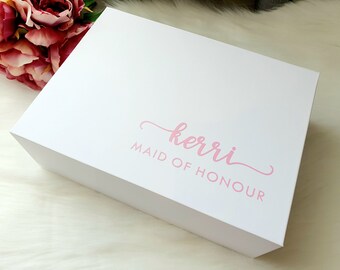 MAGNETIC BLACK WHITE Personalised gift box | Bridal Groomsmen Bridesmaid Godparents | Christening | Bridesmaid Proposal | Maid of Honour box