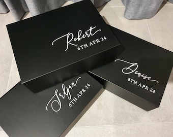 MAGNETIC BLACK WHITE Personalised gift box | Bridal Groomsmen Bridesmaid Godparents | Christening | Bridesmaid Proposal | Maid of Honour box