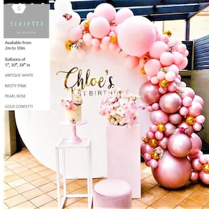 Balloon Garland Kit | DIY Arch Rose Gold Confetti White Pearl Pink Pastel Blush | Birthday Party Wedding Hens Christening Baby Shower