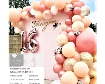 Balloon Garland Kit | DIY Arch Rose Gold Confetti Peach White Pink Orange Retro Pastel | Birthday Party Wedding Hens Christening Baby Shower