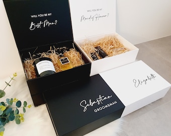 White Black Bridesmaid Personalised Proposal Gift Box Decal, Will You Be My Bridesmaid, Wedding, Birthday, Best Man Maid of Honour Gift Box