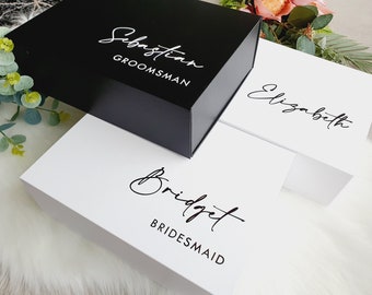 White Black Bridesmaid Personalised Proposal Gift Box Decal Bridal Party Christening Sticker, Bridesmaid Decal, Groomsman Maid of Honour Box