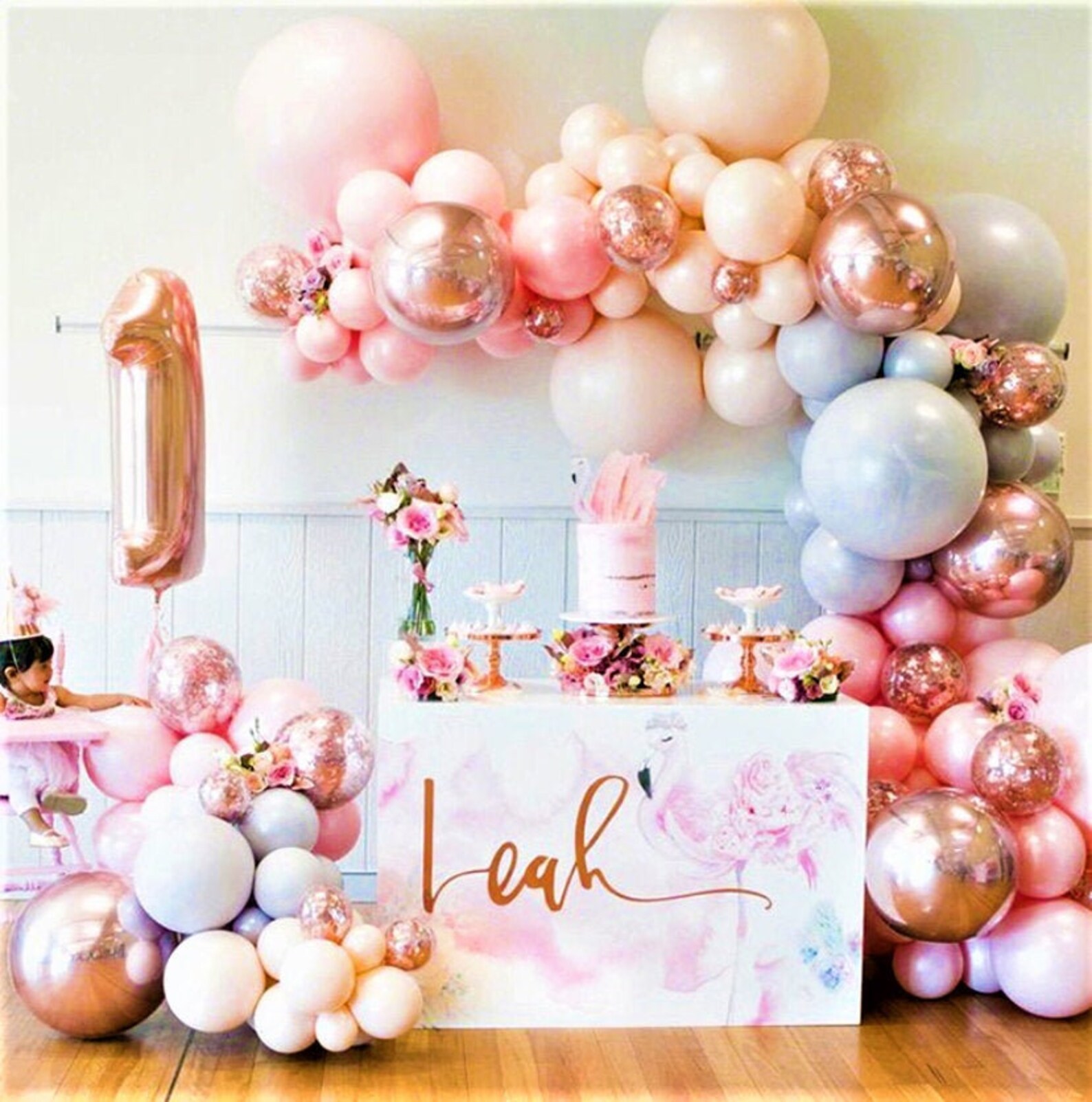 Kids Happy Birthday Rose Gold Cake