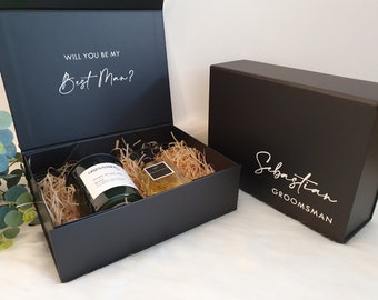 MAGNETIC BLACK WHITE Personalised gift box | Bridal Groomsmen Bridesmaid Godparents | Christening | Bridesmaid Proposal | Maid of Honour box