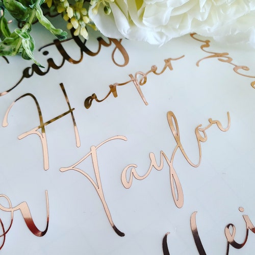 Custom Name Decal Gold Foil Decal Labels Stickers Glass Etsy