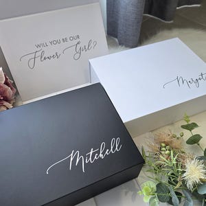 MAGNETIC Large Personalized Bridesmaid Proposal Gift Box, White Black Groomsman Bridesmaid Godparents Empty Gift Box,Custom Bridal Party Box image 4