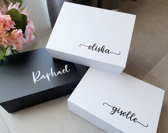 MAGNETIC BLACK WHITE Personalised gift box | Bridal Groomsmen Bridesmaid Godparents | Christening | Bridesmaid Proposal | Maid of Honour box