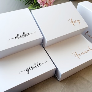 MAGNETIC Large Personalized Bridesmaid Proposal Gift Box, White Black Groomsman Bridesmaid Godparents Empty Gift Box,Custom Bridal Party Box