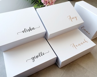 MAGNETIC Large Personalized Bridesmaid Proposal Gift Box, White Black Groomsman Bridesmaid Godparents Empty Gift Box,Custom Bridal Party Box