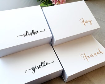 MAGNETIC BLACK WHITE Personalised gift box | Bridal Groomsmen Bridesmaid Godparents | Christening | Bridesmaid Proposal | Maid of Honour box