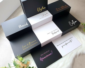 MAGNETIC BLACK WHITE Personalised gift box | Bridal Groomsmen Bridesmaid Godparents | Christening | Bridesmaid Proposal | Maid of Honour box