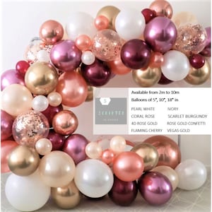 Balloon Garland Kit | DIY Arch Rose Gold Confetti White Pearl Burgundy Pastel Wine Red | Birthday Party Wedding Hens Christening Baby Shower