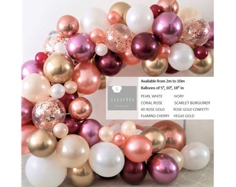 Balloon Garland Kit | DIY Arch Rose Gold Confetti White Pearl Burgundy Pastel Wine Red | Birthday Party Wedding Hens Christening Baby Shower